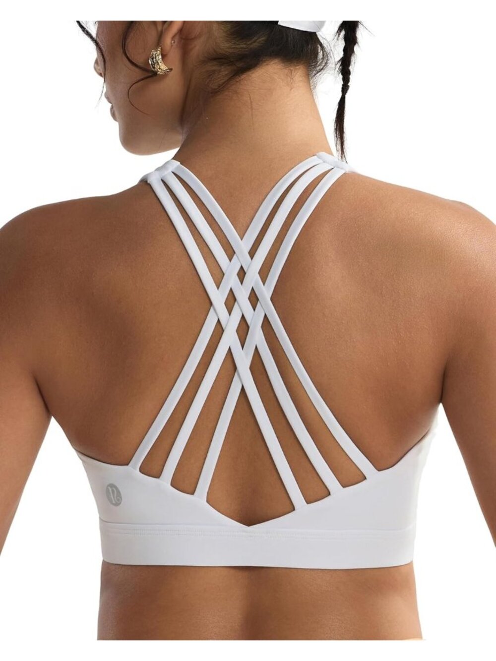 Women's White Sports Bras High Impact Cross Back Molded Cup Running Bra